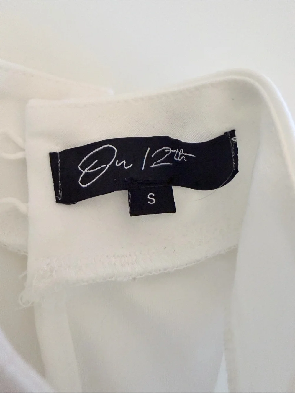On 12th White Rhinestone Trim Mock Neck Top | Small | Holiday | Elevated Basic